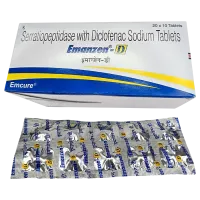 Фото Серратиопептидаза 10мг + диклофенак 50мг (Серрата аналог +диклофенак) :: Emanzen табл. №10